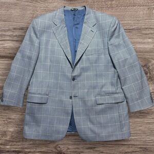Italian Blazer Mens 46R Gray 3 Roll 2 Houndstooth Windowpane Wool Ivy Prep